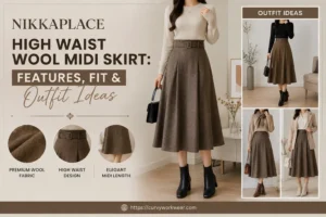 nikkaplace high waist wool midi skirt
