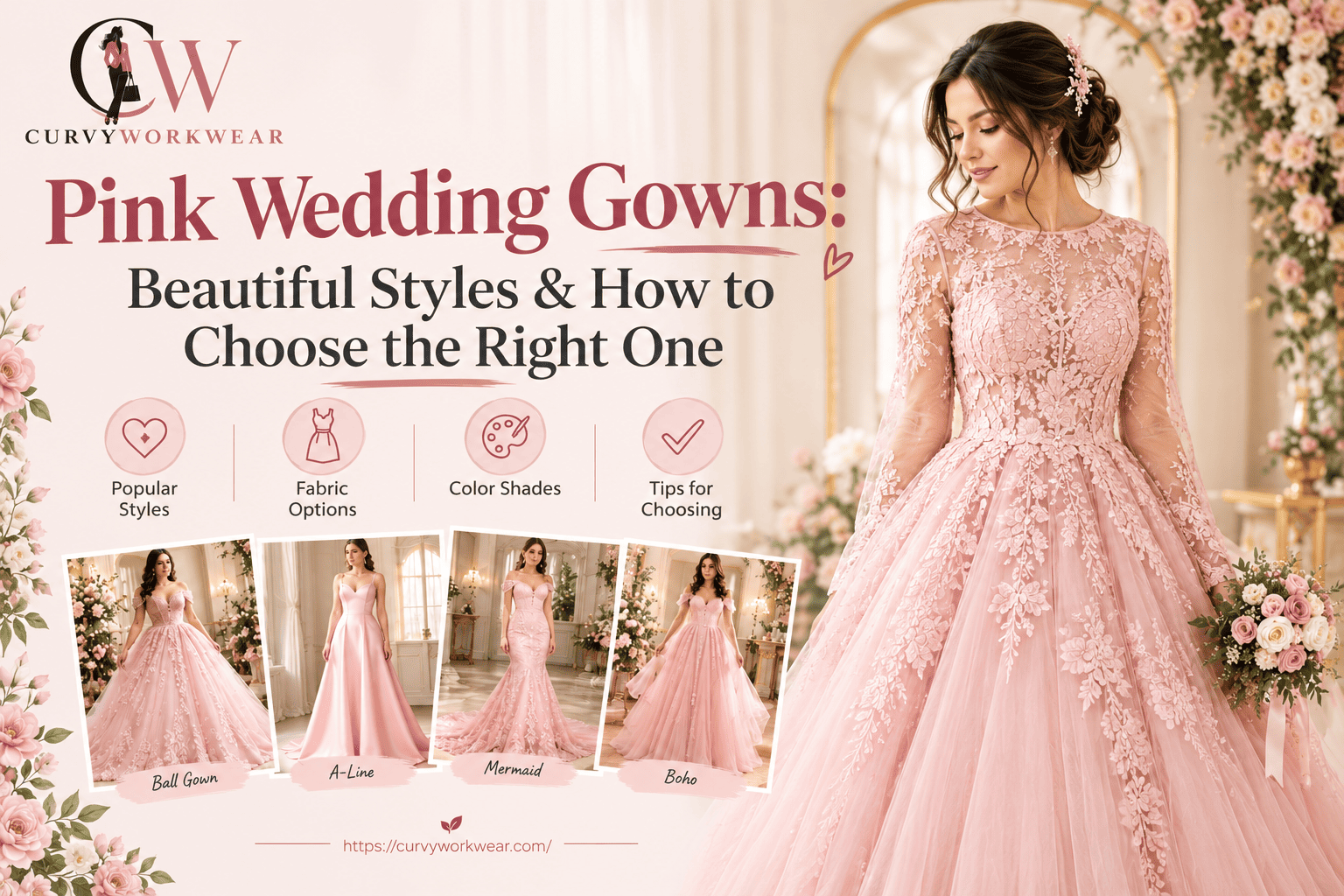Pink Colour Wedding Gown