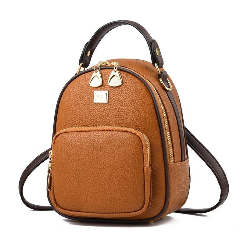 Leather backpack purse with two shoulder straps